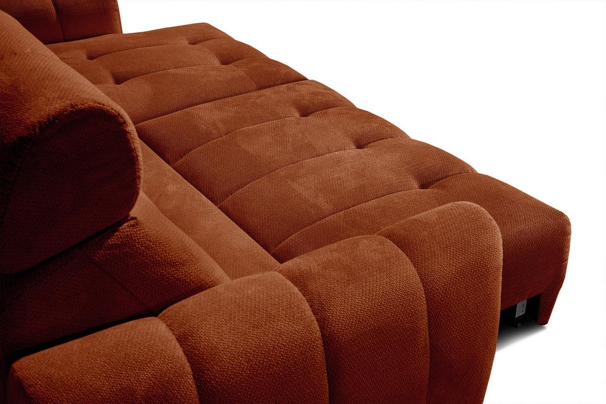 ECKSOFA KIMI 3-Sitzer, ausziehbarer Sitz, verstellbare Kopfstützen, rot - Rot/Schwarz, Holzwerkstoff/Textil (270/160cm) - Wozimo