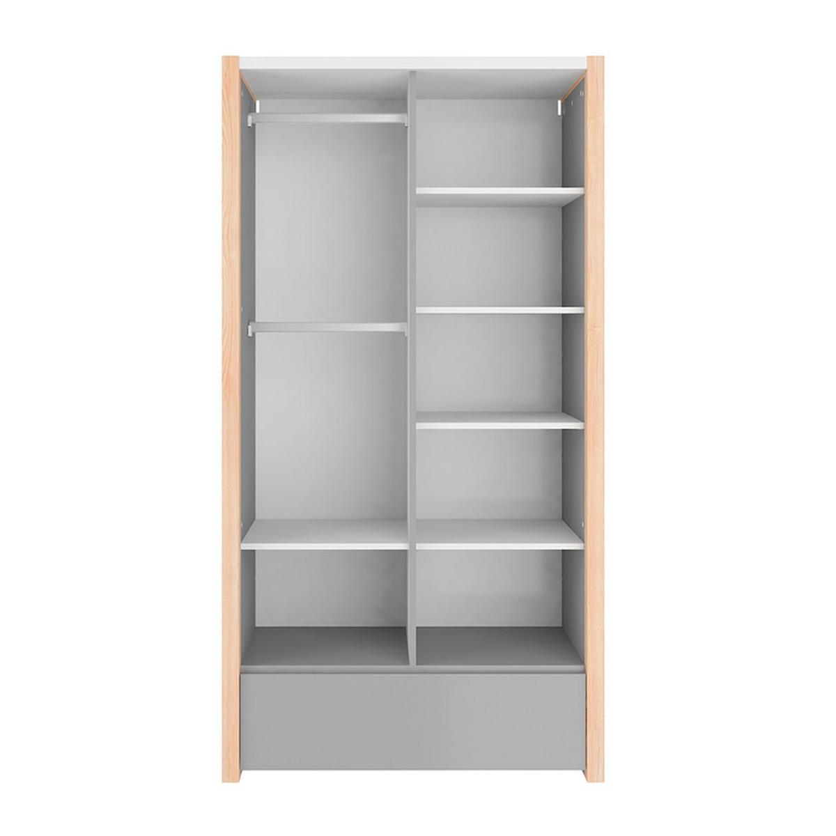 SCHRANK 2 Türen Weiß und grau - Weiß, Holzwerkstoff (100/190/50cm) - Petits-meubles