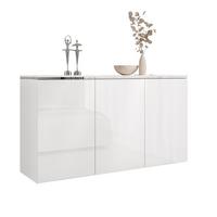 KOMMODE AURORA SILVER 3D – Hängend - Weiß Hochglanz, Holzwerkstoff (140/76/40cm) - Lookway