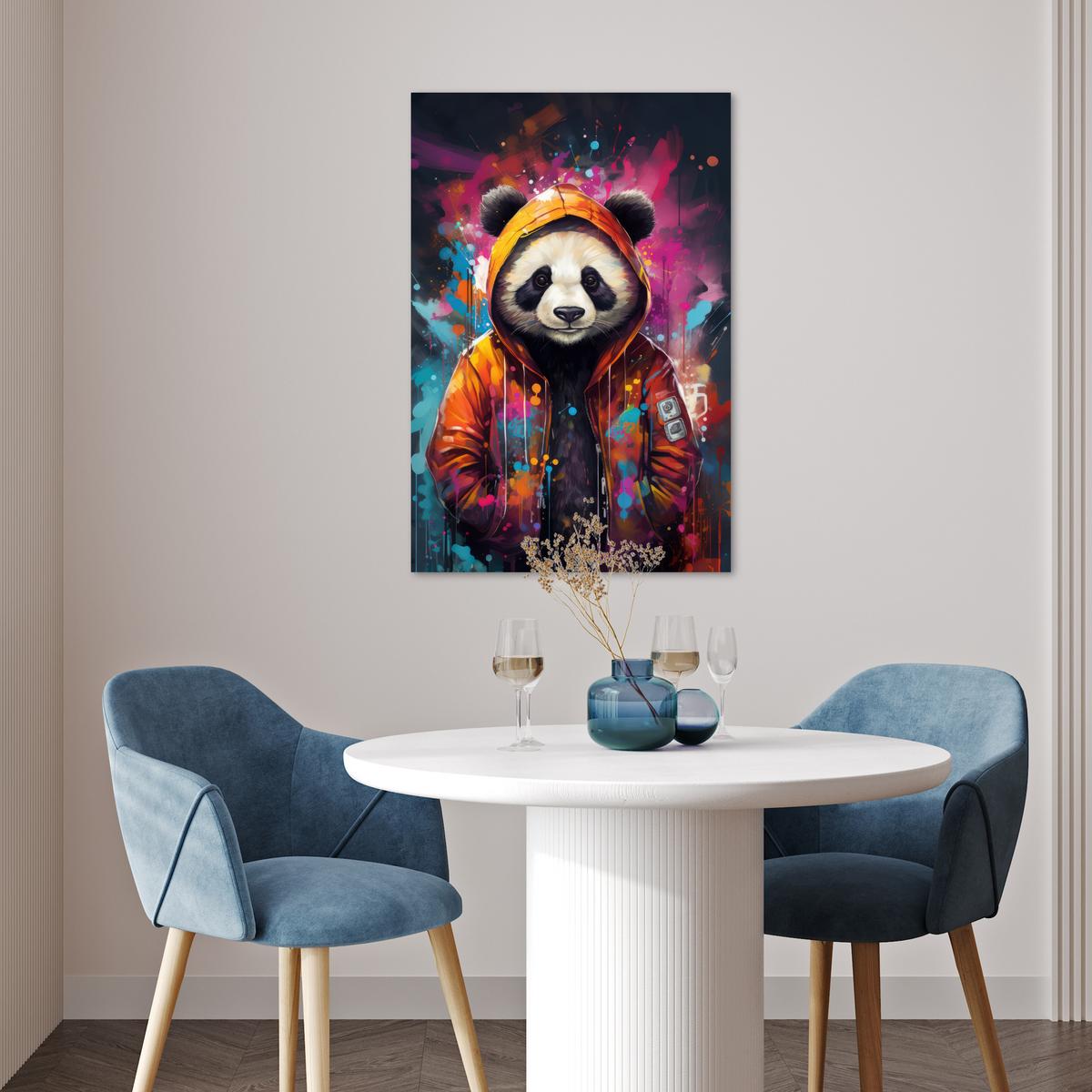 POSTER Panda - Jacke - Graffiti - Orange Wanddeko 40x60 cm - Orange, Papier (40/60/0.1cm) - MuchoWow