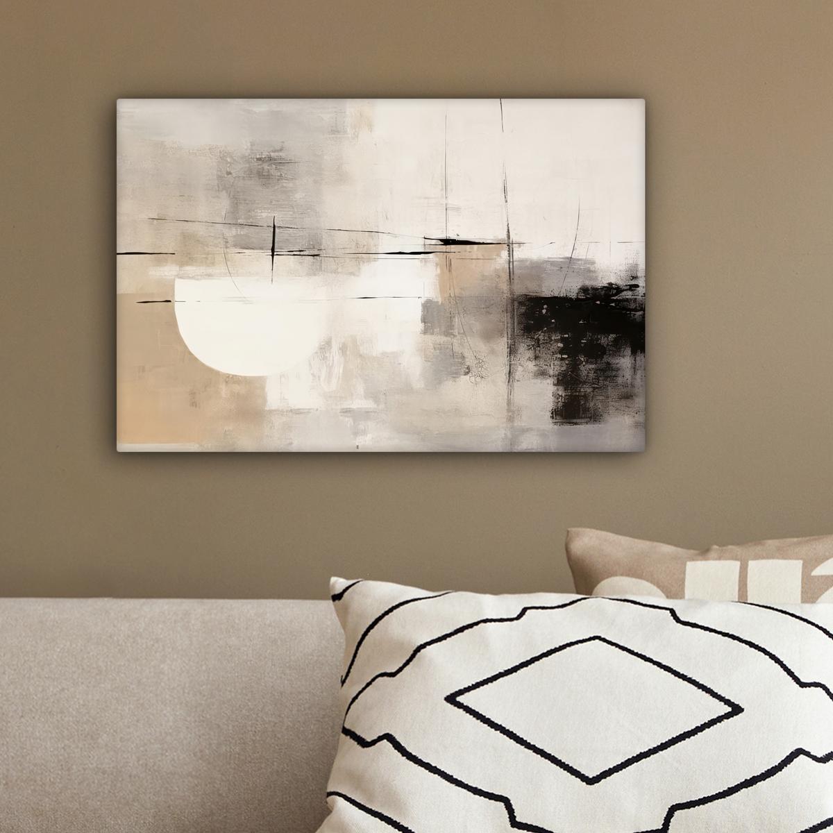 LEINWANDBILD Abstrakt - Kunst - Grau Deko Schlafzimmer 30x20 cm - Hellgrau, Textil (30/20cm) - MuchoWow