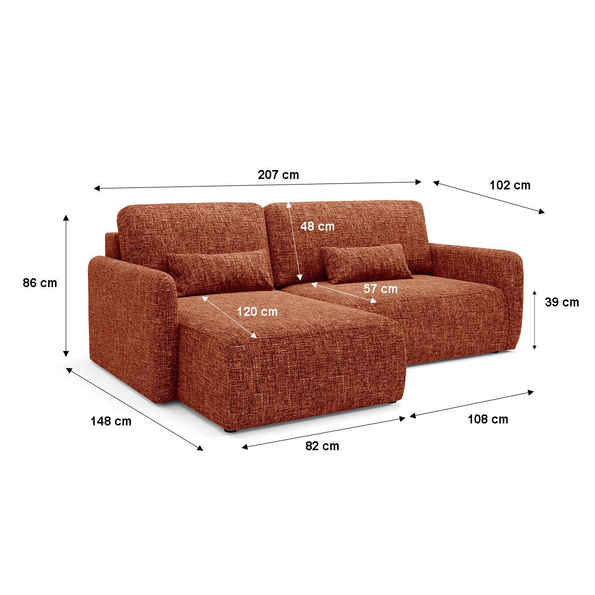 ECKSOFA Lazare 3 Sitzplätze Terracotta - Terracotta, Holz (207/148cm) - Petits-meubles