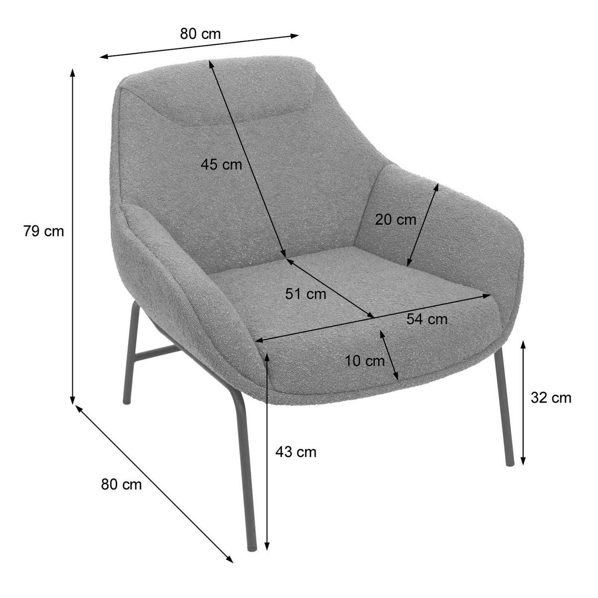 LOUNGE-SESSEL Hellgrau - Hellgrau, Textil (80/79/80cm) - MCW