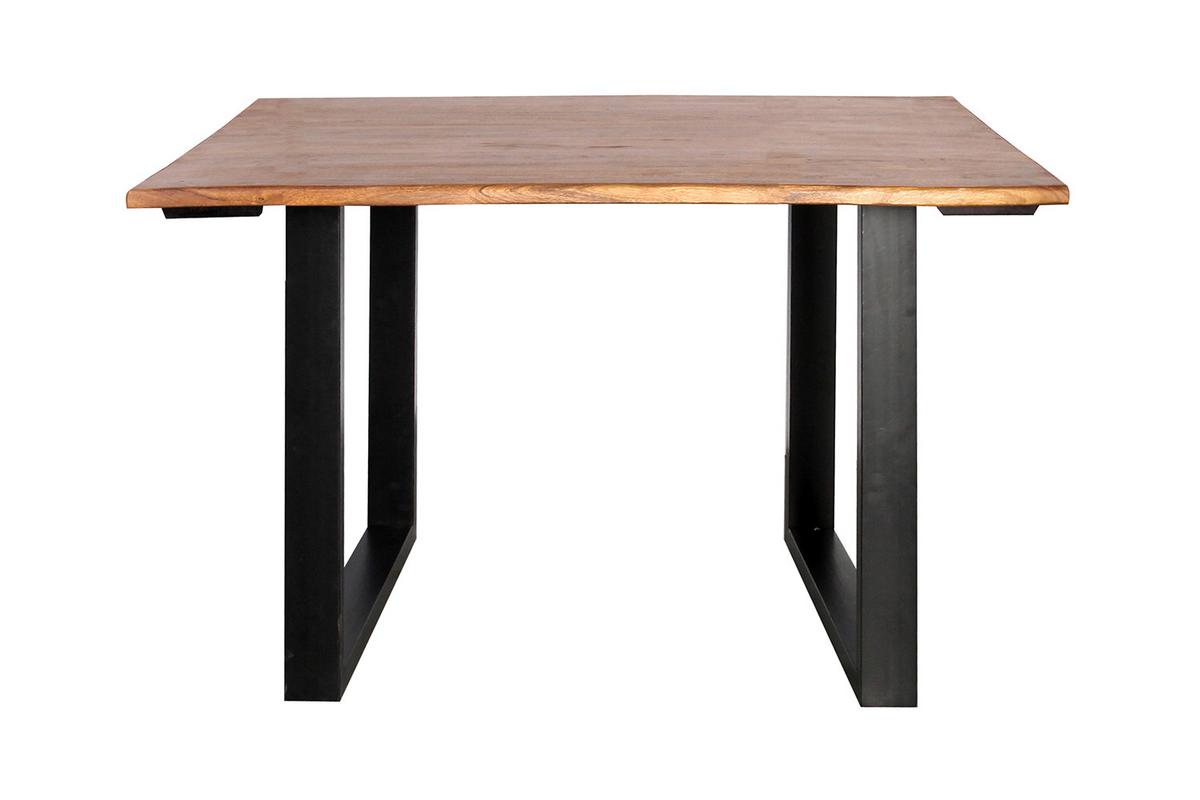 ESSTISCH LORE Holz Akazie - Schwarz/Naturfarben, Holz/Metall (90/140/77cm) - KAWOLA