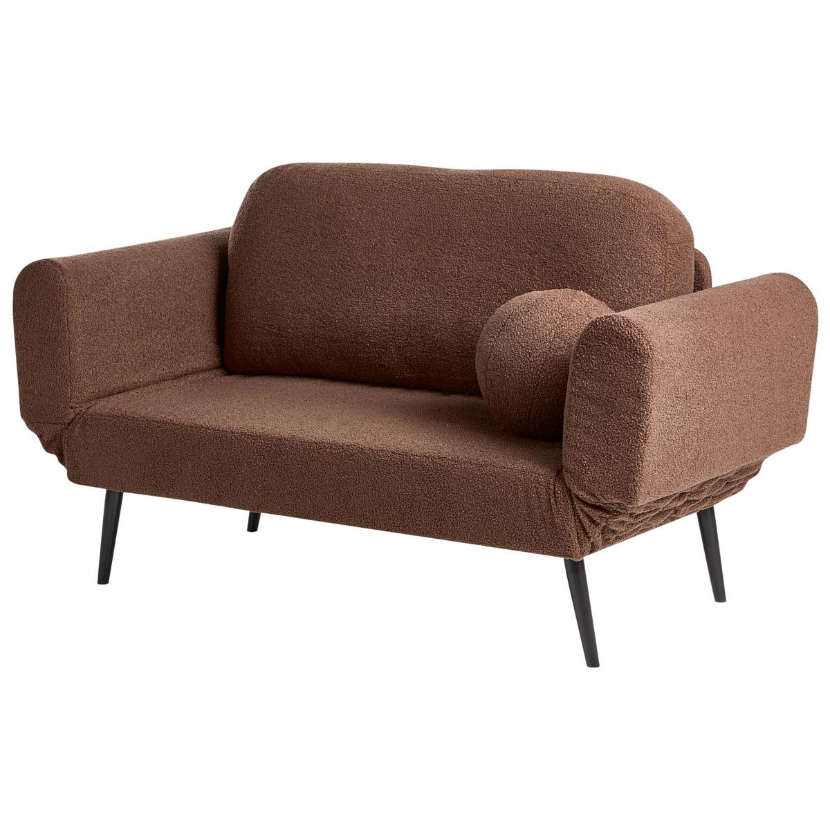 SCHLAFSOFA 2-Sitzer Bouclé Braun Dorotea - Schwarz/Braun, Textil (190/88/79cm) - Beliani