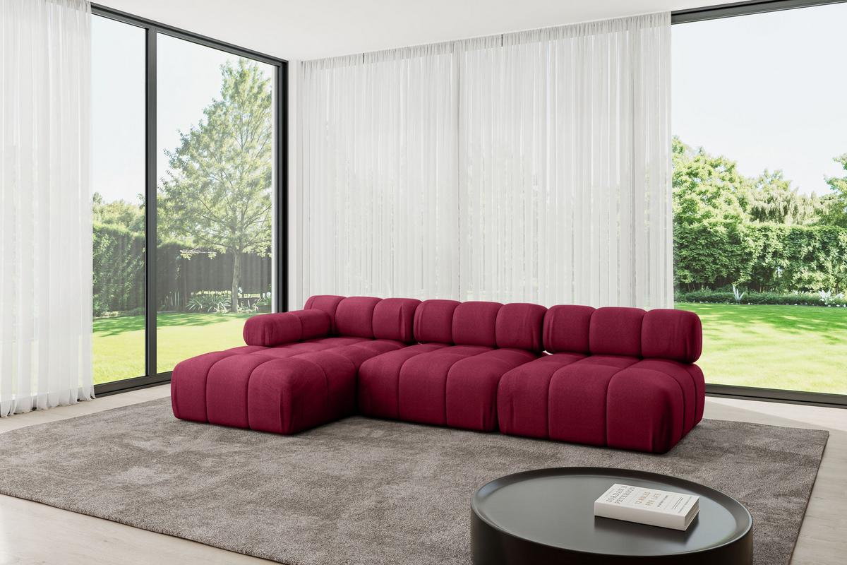 ECKSOFA modulares Sofa Razon-L2 - 285x160x70 cm Bordeauxrot Velours - Bordeaux, Holzwerkstoff/Textil (285/160cm) - ALTDECOR