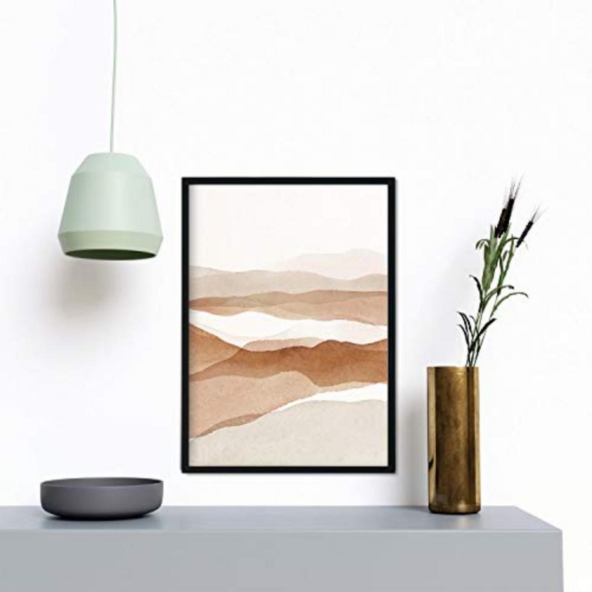 POSTER Set mit 4 Blätter und abstrakten Formen mit braunen Tönen A4 Rahmenlos - Klar, Papier (29.7/3cm) - Nacnic