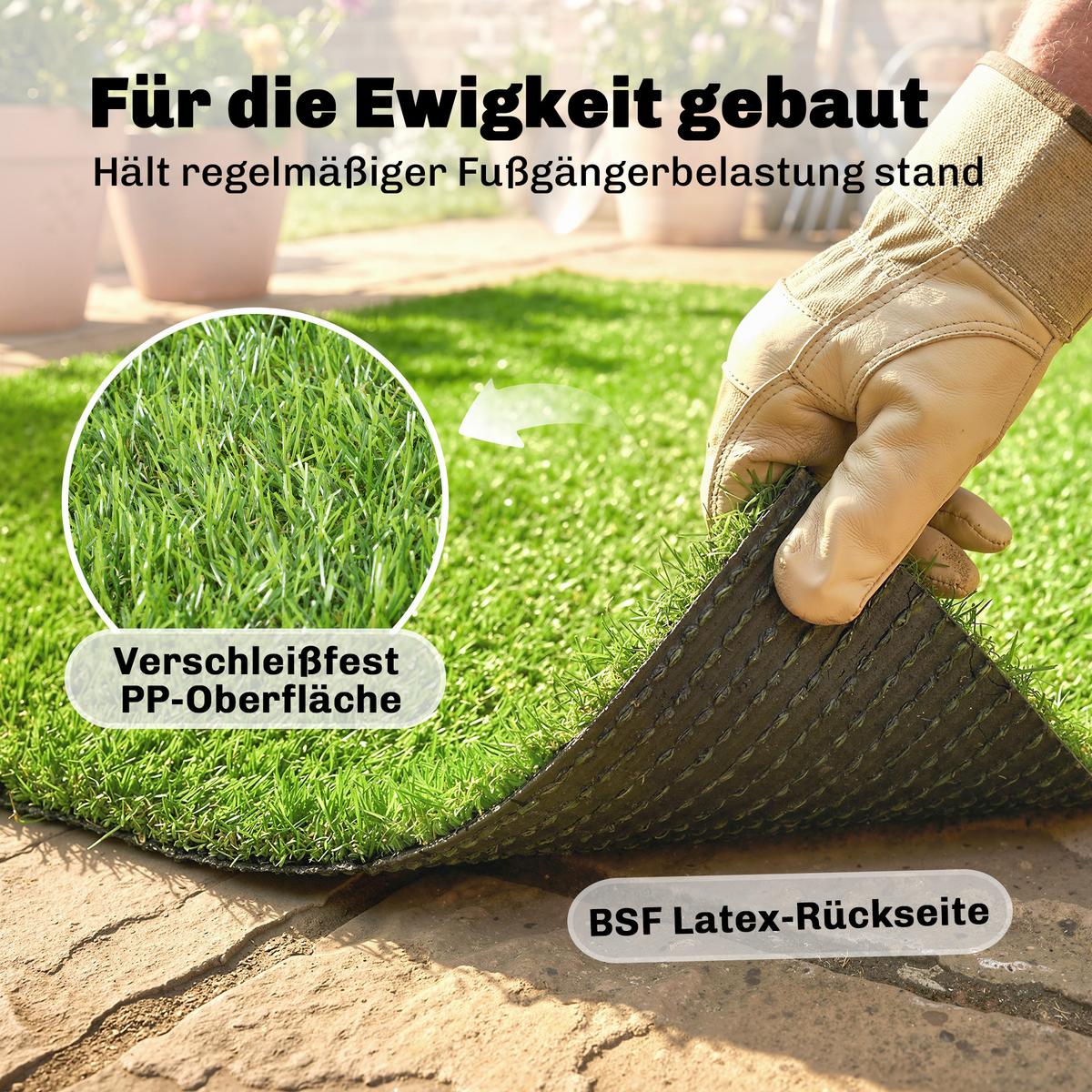 ROLLRASEN PP-BSF-Styrol-Butadien-Latex Grün - Grün, Kunststoff (400/100/2.5cm) - Outsunny