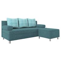 SCHLAFSOFA Dover mit Polsterhocker - Türkis/Chromfarben, Holz/Kunststoff (192/86/80cm) - MIRJAN24