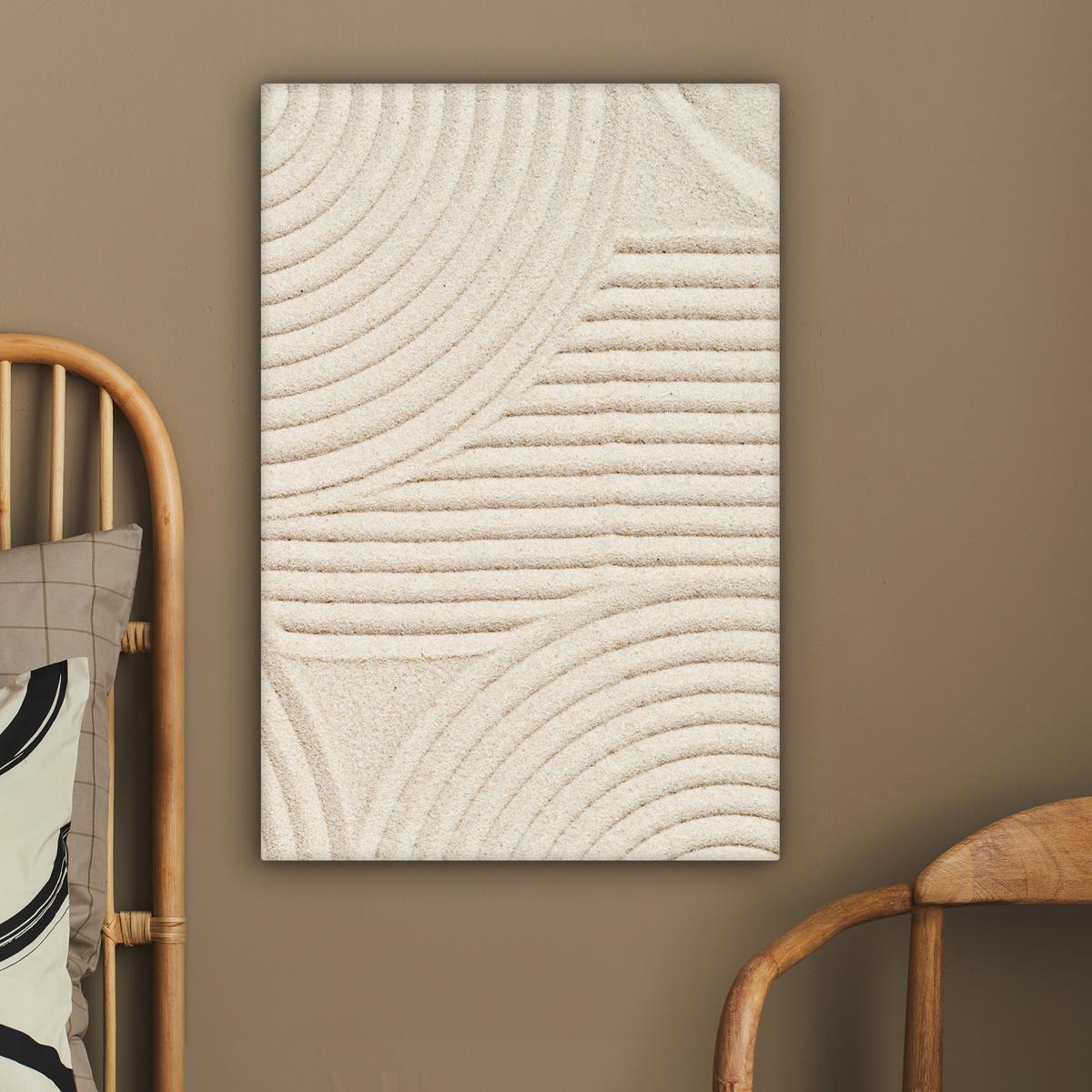 LEINWANDBILD Muster - Abstrakt - Weiß Wanddeko 40x60 cm - Beige, Textil (40/60cm) - MuchoWow
