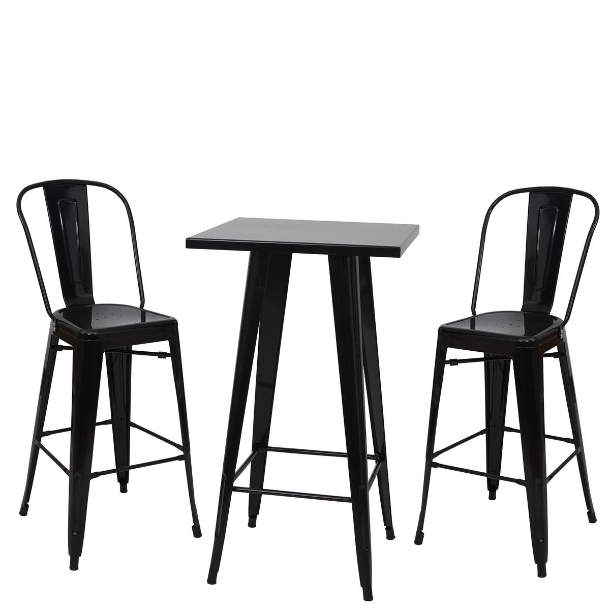 STEHTISCH-SET METALL eckig Schwarz 3er-Set - Schwarz, Metall (60/60/105cm) - MCW