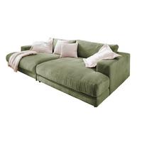 BIG SOFA XL MADELINE Grün Cord - Schwarz/Olivgrün, Kunststoff/Textil (290/85/190cm) - KAWOLA