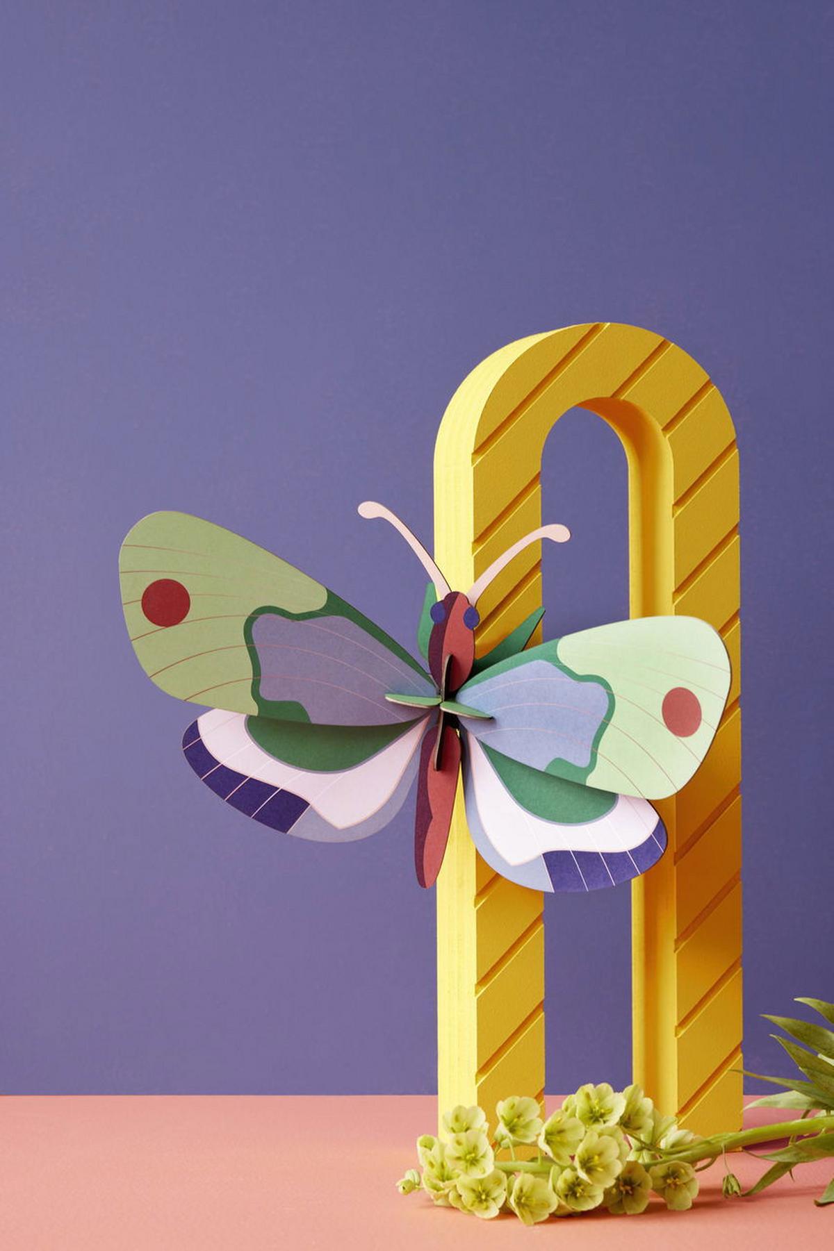 WANDDEKO Waldschmetterling 34/7 cm - Blau/Grün, Wellpappe (34/7/20cm) - Studio Roof