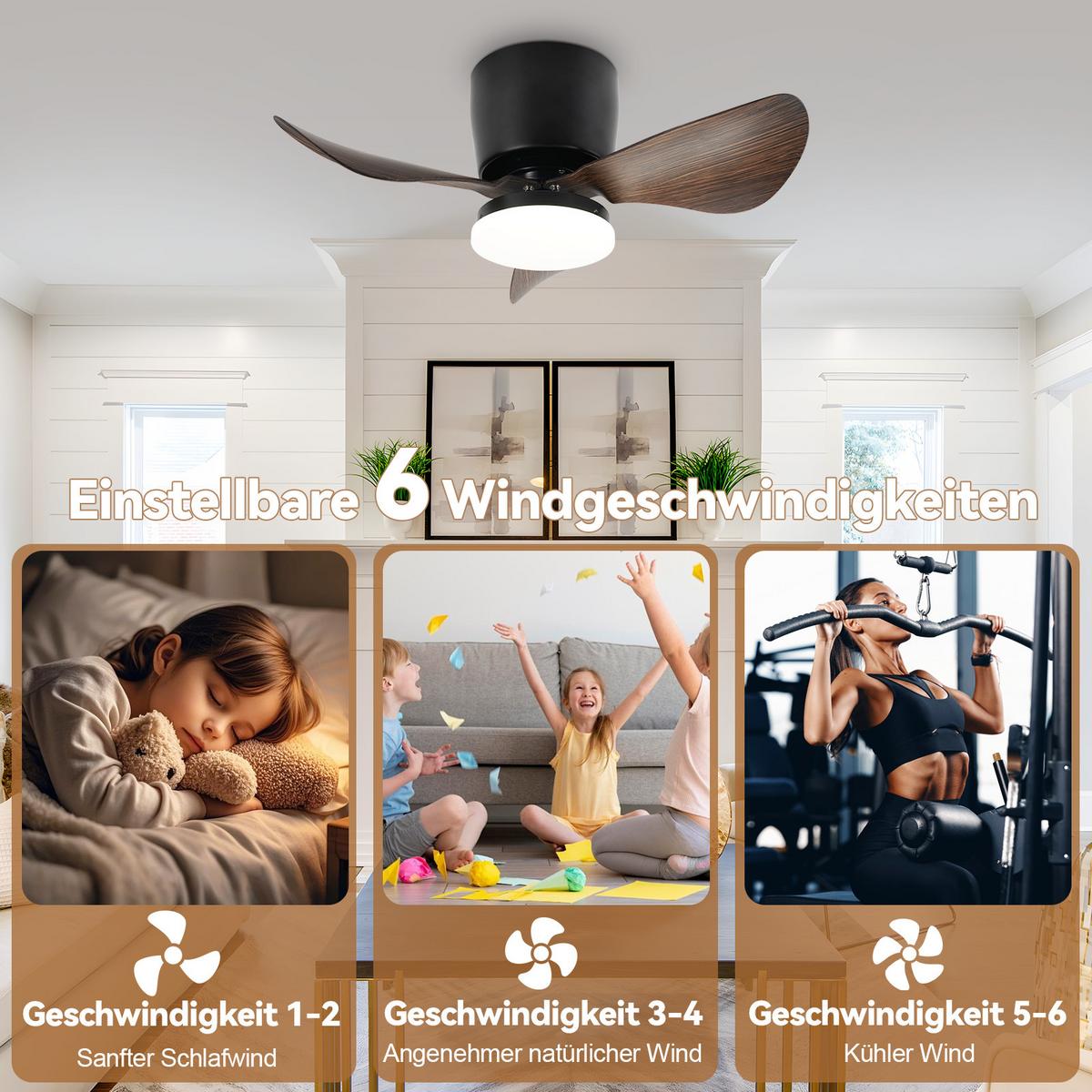 DECKENVENTILATOR Nythar 70/70/25 cm - Schwarz, Metall (70/70/25cm) - ZMH