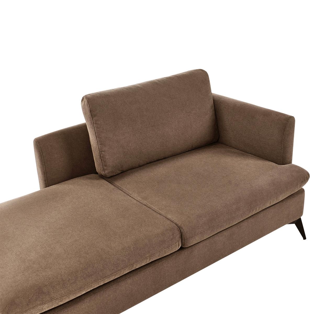 CHAISELONGUE-RECHTSSEITIGE Stoff Braun Sievoz - Schwarz/Braun, Textil (155/84/85cm) - Beliani