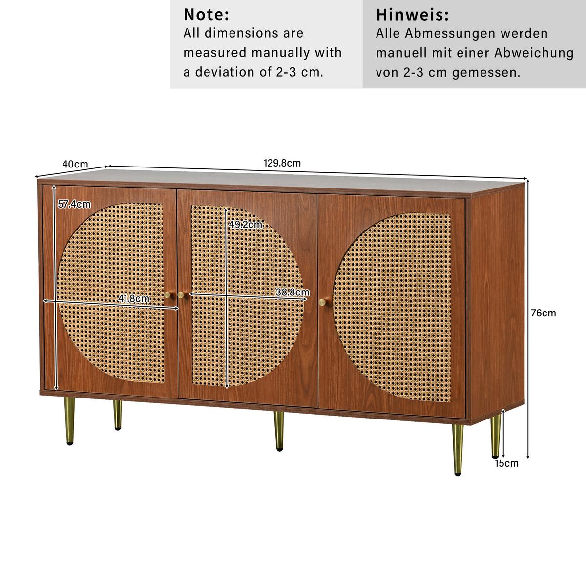 SIDEBOARD 129.8/40/76 cm - Braun, Holzwerkstoff (40/76/130cm) - Urban Meuble