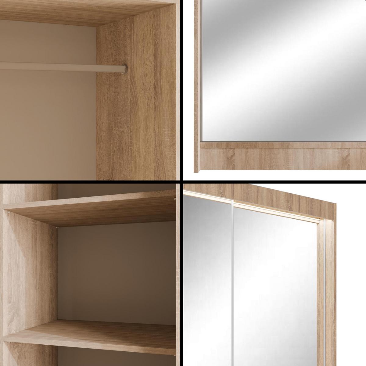 KLEIDERSCHRANK AMOHA mit LED - 150 cm - Sonoma Eiche - Sonoma Eiche, Holzwerkstoff (150/215/61cm) - ALTDECOR