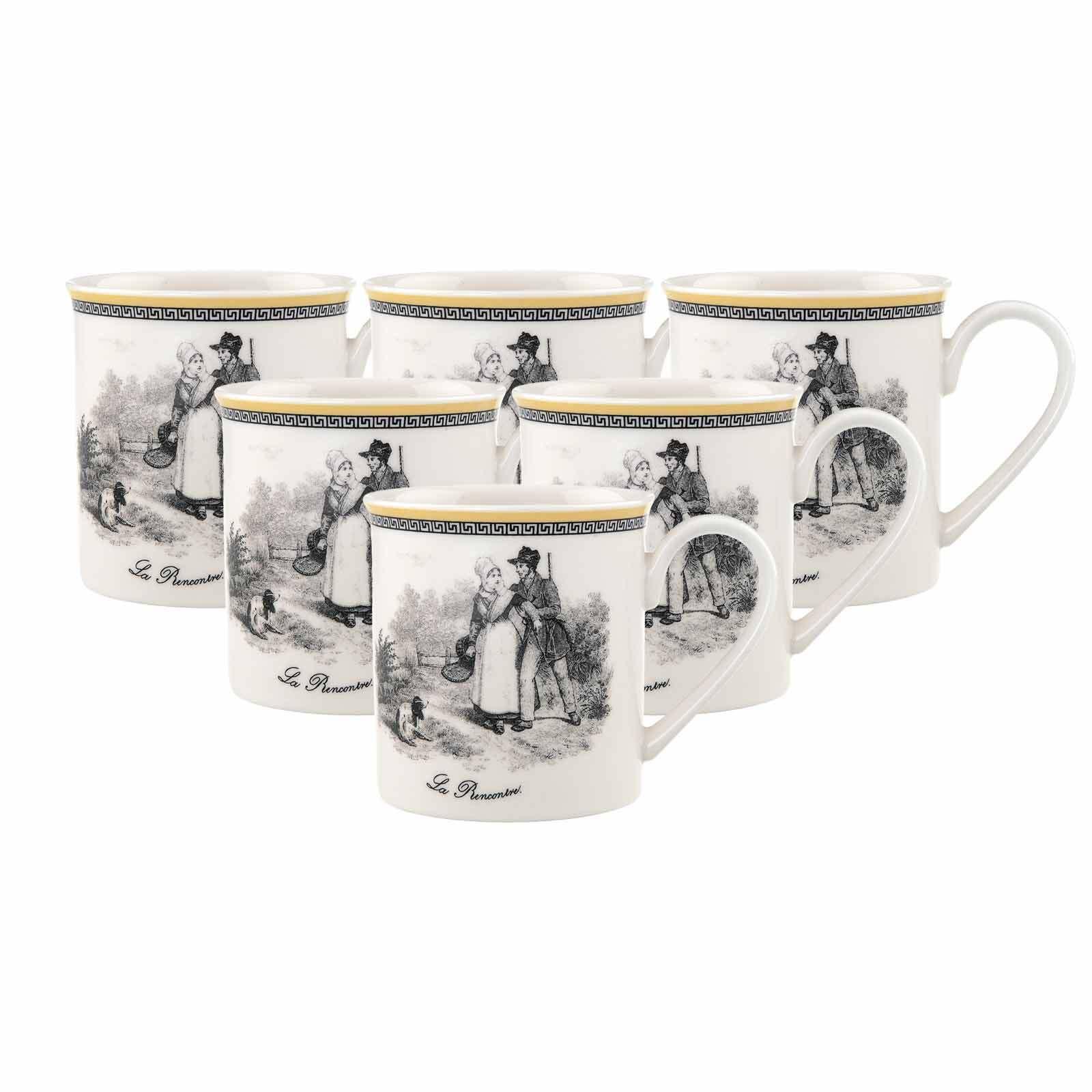 KAFFEEBECHER Audun Chasse weiß-grau-gelb 300 ml 6er Set - Gelb/Weiß, Keramik (0.3L) - Villeroy & Boch