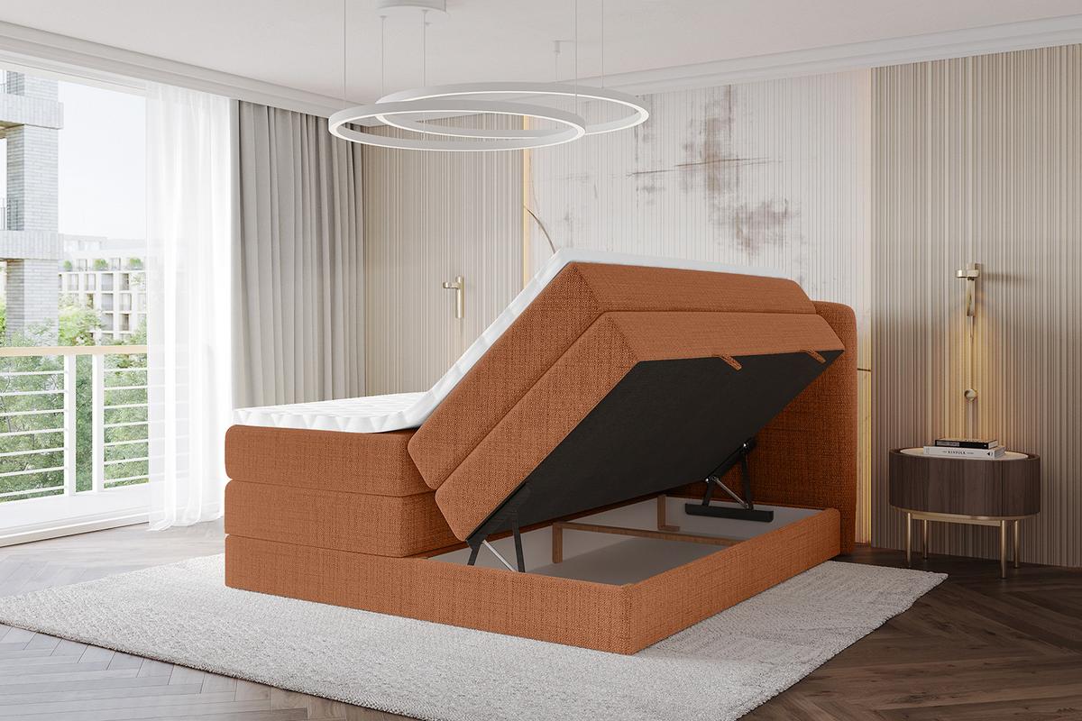 BOXBETT mit Matratze H3|H4 - NINA KING - 180x200 cm - Apricot - Orange, Holzwerkstoff (180/200cm) - ALTDECOR