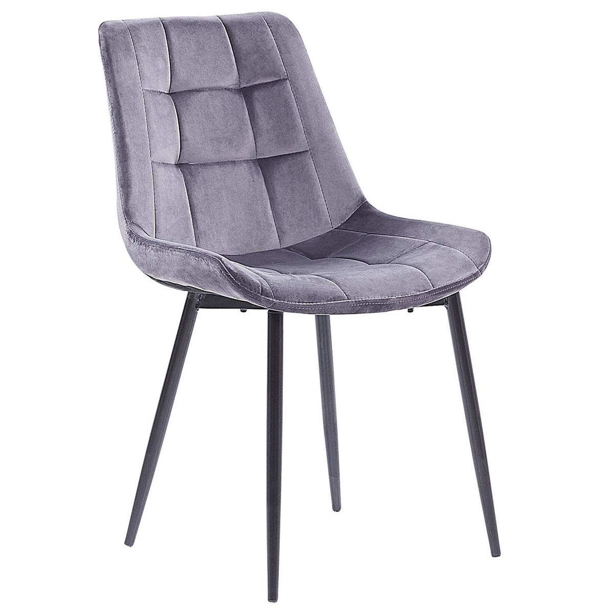 ESSZIMMERSTUHL 2er-Set Samtstoff Grau Melrose - Grau, Textil/Metall (51/82/59cm) - Beliani