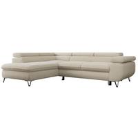 ECKSOFA PEDRO L Beige Boucle - Links Seite - Beige/Schwarz, Textil/Metall (208/273cm) - MKS