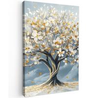 LEINWANDBILD Baum - Winter - Baum des Lebens - Modern - Gold Deko Wohnzimmer 20x30 cm - Goldfarben, Textil (20/30cm) - MuchoWow