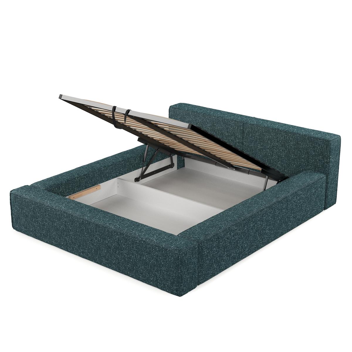 POLSTERBETT Casto mit Stauraum 140/200 cm Grün im Blur Stoff - Schwarz/Naturfarben, Holz/Holzwerkstoff (140/200cm) - AltaBeds