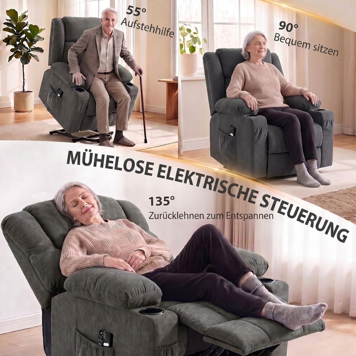 RELAXSESSEL Frottee Dunkelgrau - Dunkelgrau/Schwarz, Holzwerkstoff/Textil (90/110/94cm) - HOMCOM