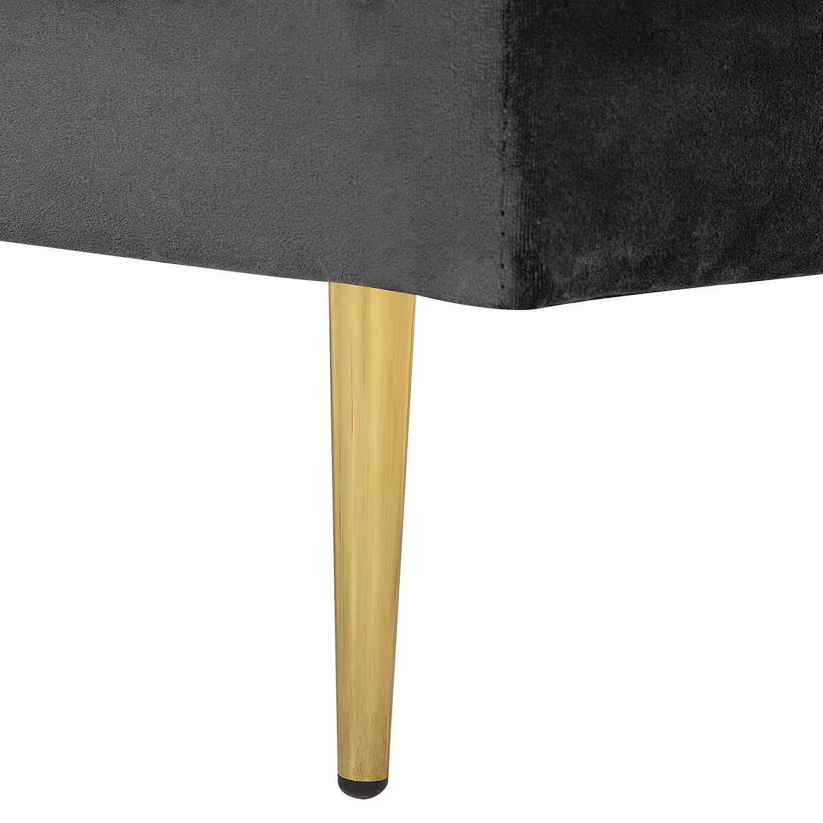 CHAISELONGUE Samtstoff schwarz rechtsseitig Miramas - Goldfarben/Schwarz, Textil (171/63/79cm) - Beliani