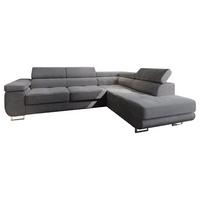 ECKSOFA APIRO R-S Graphitfarben Kordstoff mit Schlaffunktion - Silberfarben/Graphitfarben, Holz/Textil (276/202cm) - MASSENO