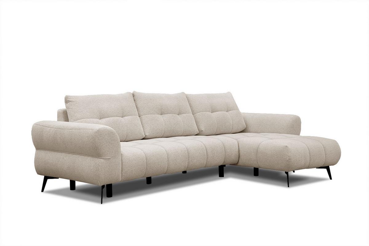 ECKSOFA SALVINI 4-Sitzer, ecru - Ecru/Schwarz, Holzwerkstoff/Textil (292/158cm) - Wozimo