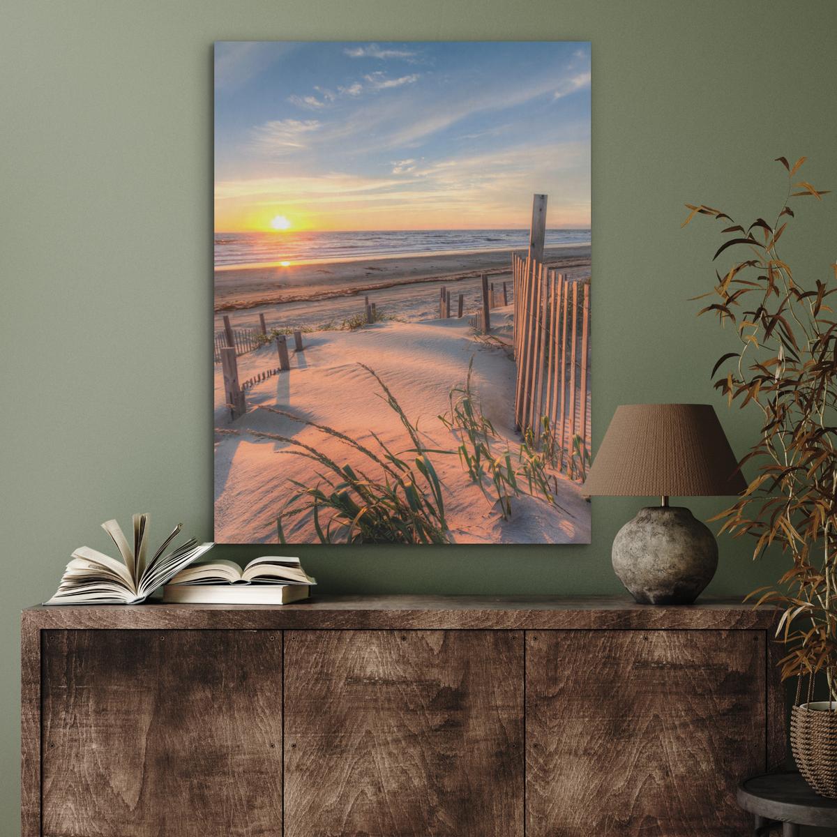 AKUSTIKBILD Strand - Meer - Düne - Sonnenuntergang - Landschaft Wandbilder 60x80 cm - Beige, Kunststoff (60/80/0.9cm) - MuchoWow