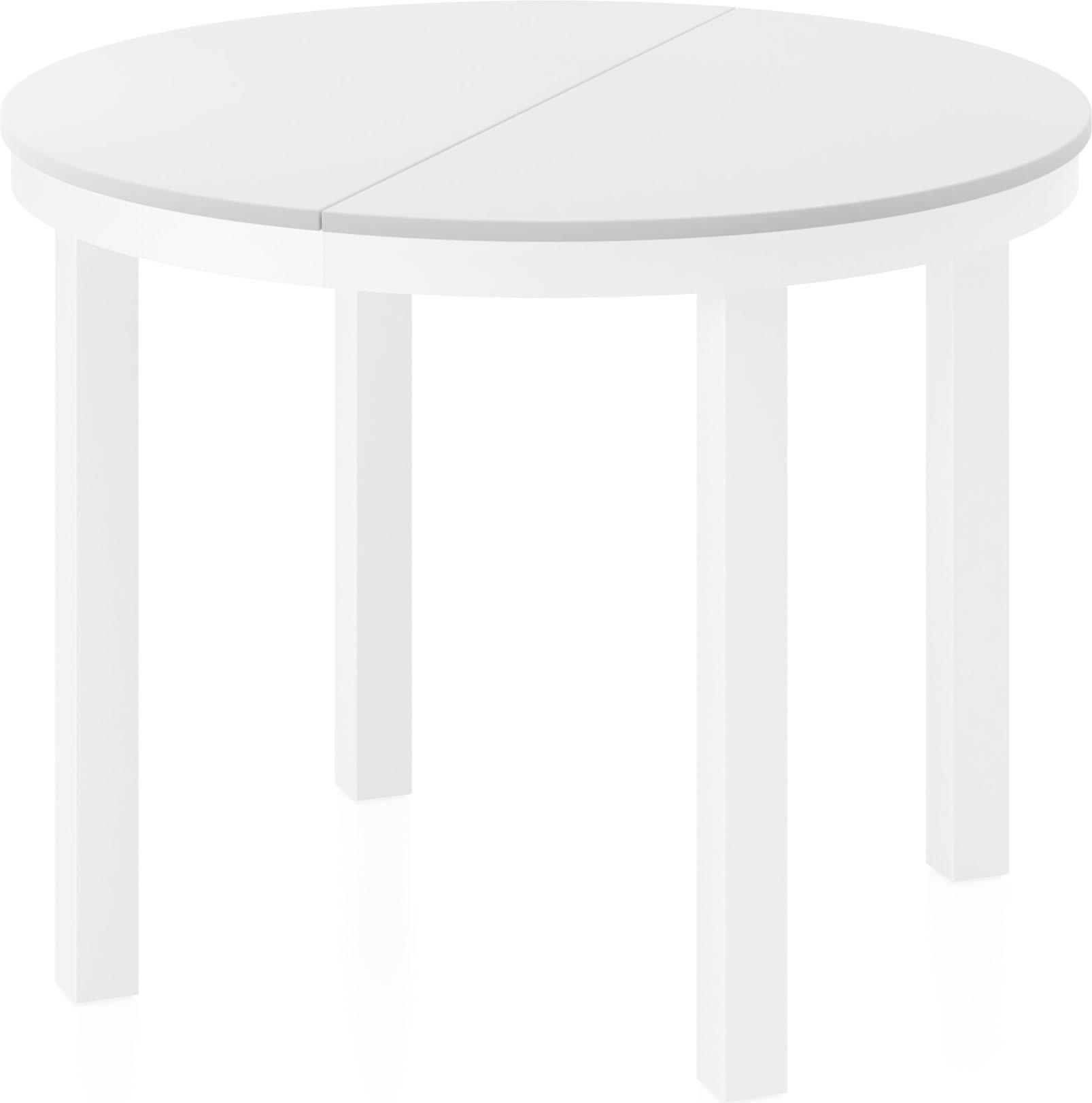 ESSTISCH Rowan Weiß runder ausziehbarer, Weiß 100-176/100/76 cm - Weiß, Holzwerkstoff/Metall (100/176/76cm) - WFL GROUP