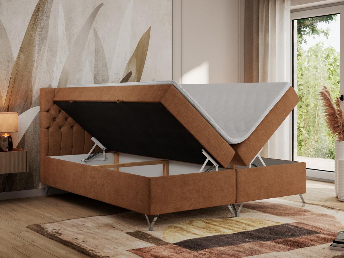 BOXBETT GRIMALDI 200/200 Orange Struktur - H3 - Orange, Holz/Textil (200/200cm) - MKS