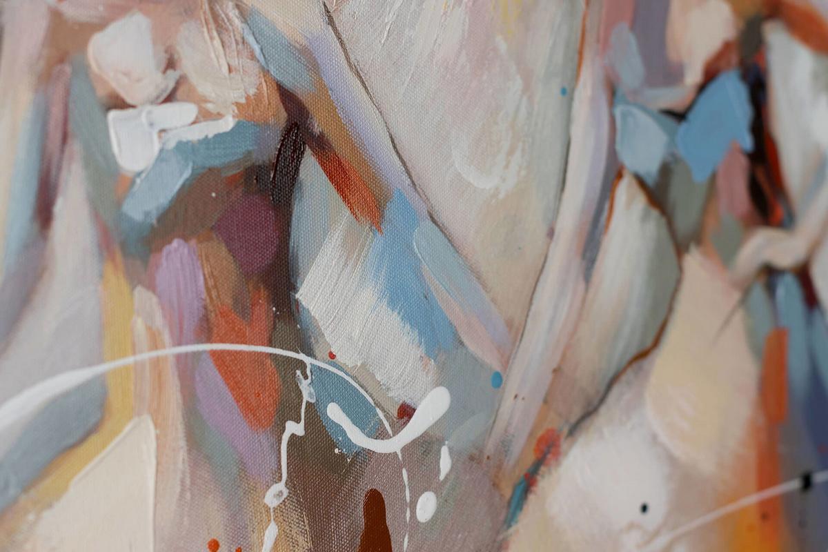 ACRYLBILD HANDGEMALT 100/50 cm - Beige/Rot, Holz/Textil (100/50cm) - KUNSTLOFT