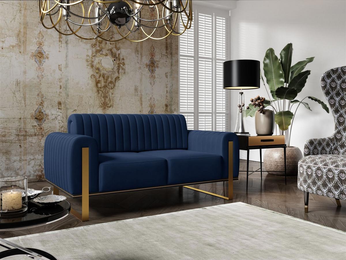 SOFASET Valerie 3-2 - Dunkelblau, Holzwerkstoff/Textil (228/79/90cm) - Fun Möbel