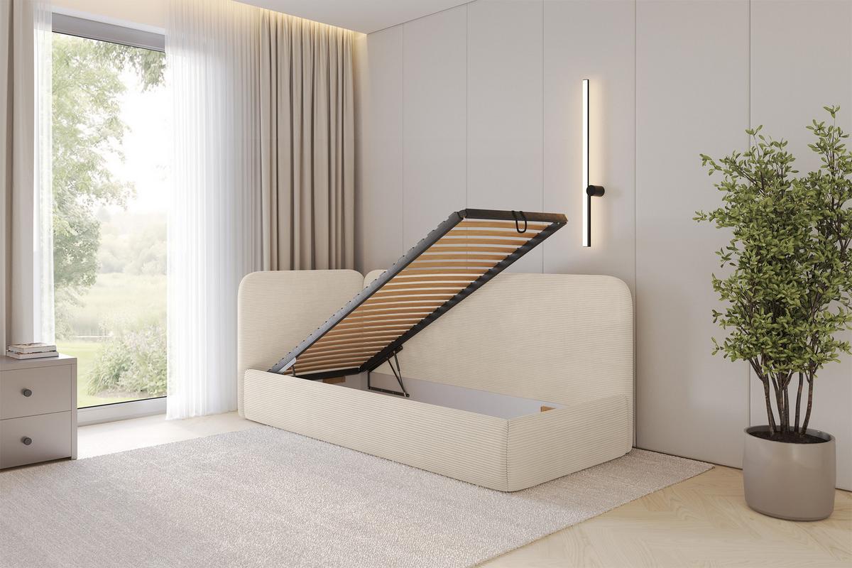 EINZELLBETT Jugendbett mit Bettkasten, Rechts - ELSY 80x200 Beige - Kaschmir, Holzwerkstoff/Textil (80/200cm) - ALTDECOR