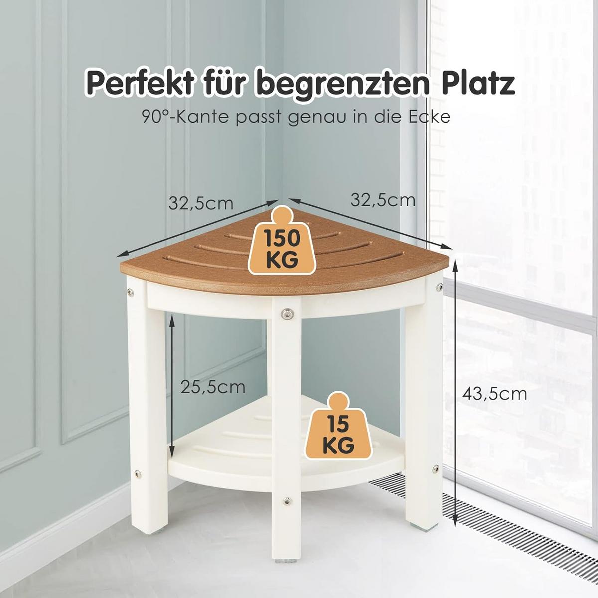 DUSCHBANK Bad Braun - Braun, Kunststoff (33/44/33cm) - COSTWAY