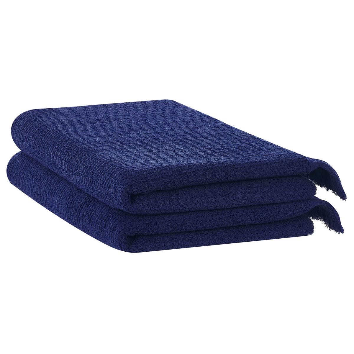 BADEHANDTUCH 2-teilig Blau Atiu - Blau, Textil (100/150cm) - Beliani