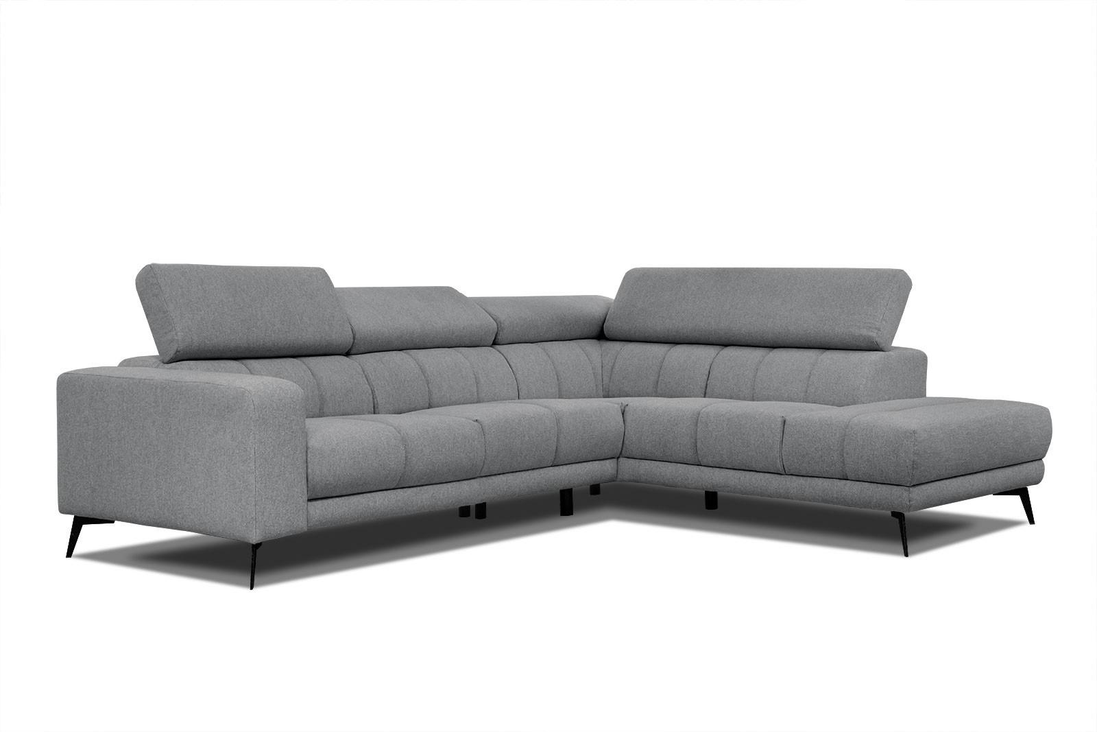 ECKSOFA MORELLO 5-Sitzer, grau - Schwarz/Grau, Holzwerkstoff/Textil (287/228cm) - Wozimo
