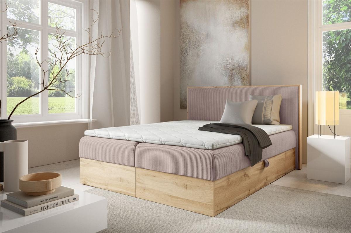 BOXBETT Roland - Rosa, Holzwerkstoff/Textil (140/200cm) - Fun Möbel