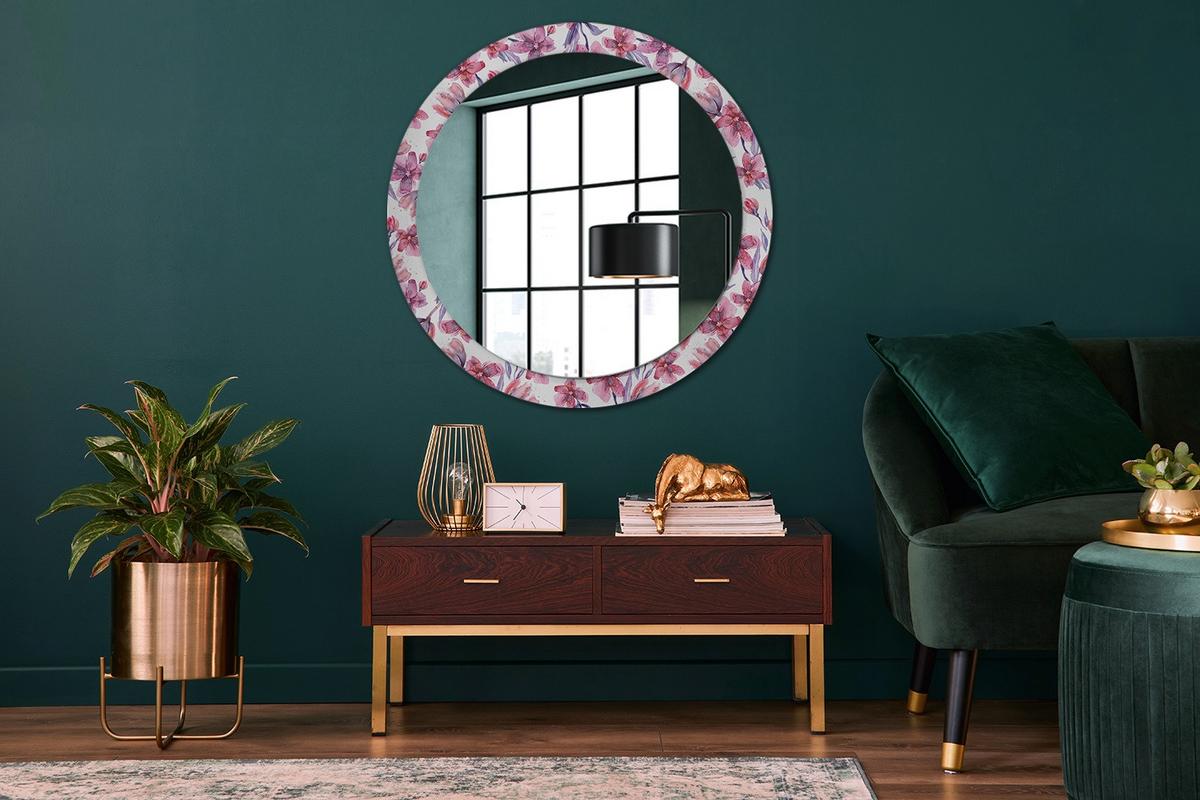 SPIEGEL Rund Ø 90 cm mit Aufdruck - Pink, Glas (90/90/0.4cm) - Wallfluent