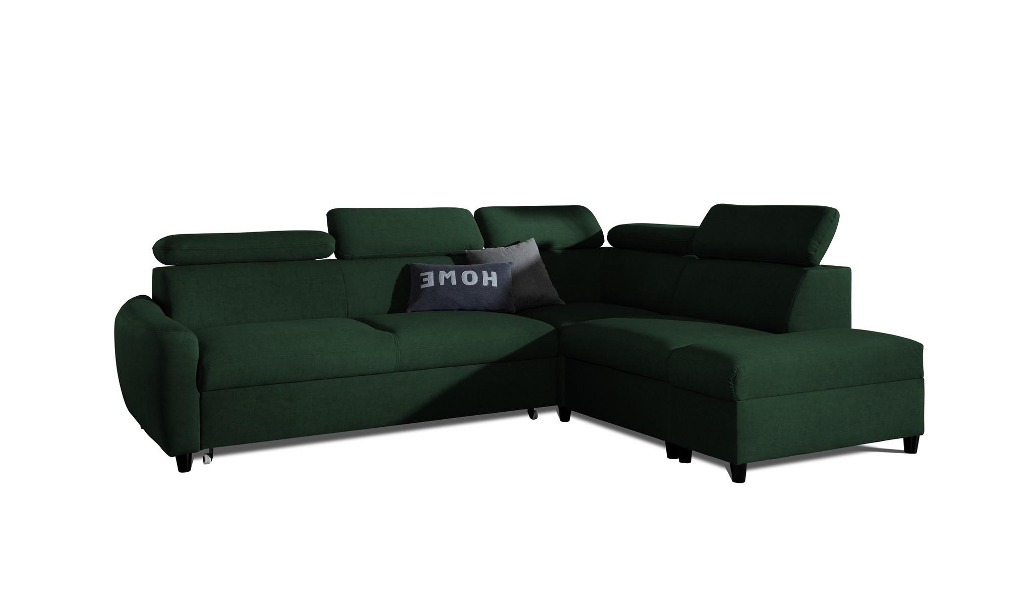 ECKSOFA Schlafsofa Anton In Esito - Dunkelgrün, Holzwerkstoff/Textil (265/205cm) - Fun Möbel