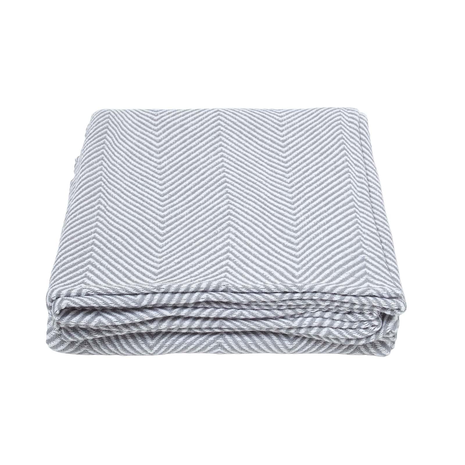 TAGESDECKE Halden 255/360 cm, Chevron-Muster 100% Baumwolle - Grau, Textil (255/360cm) - Homescapes