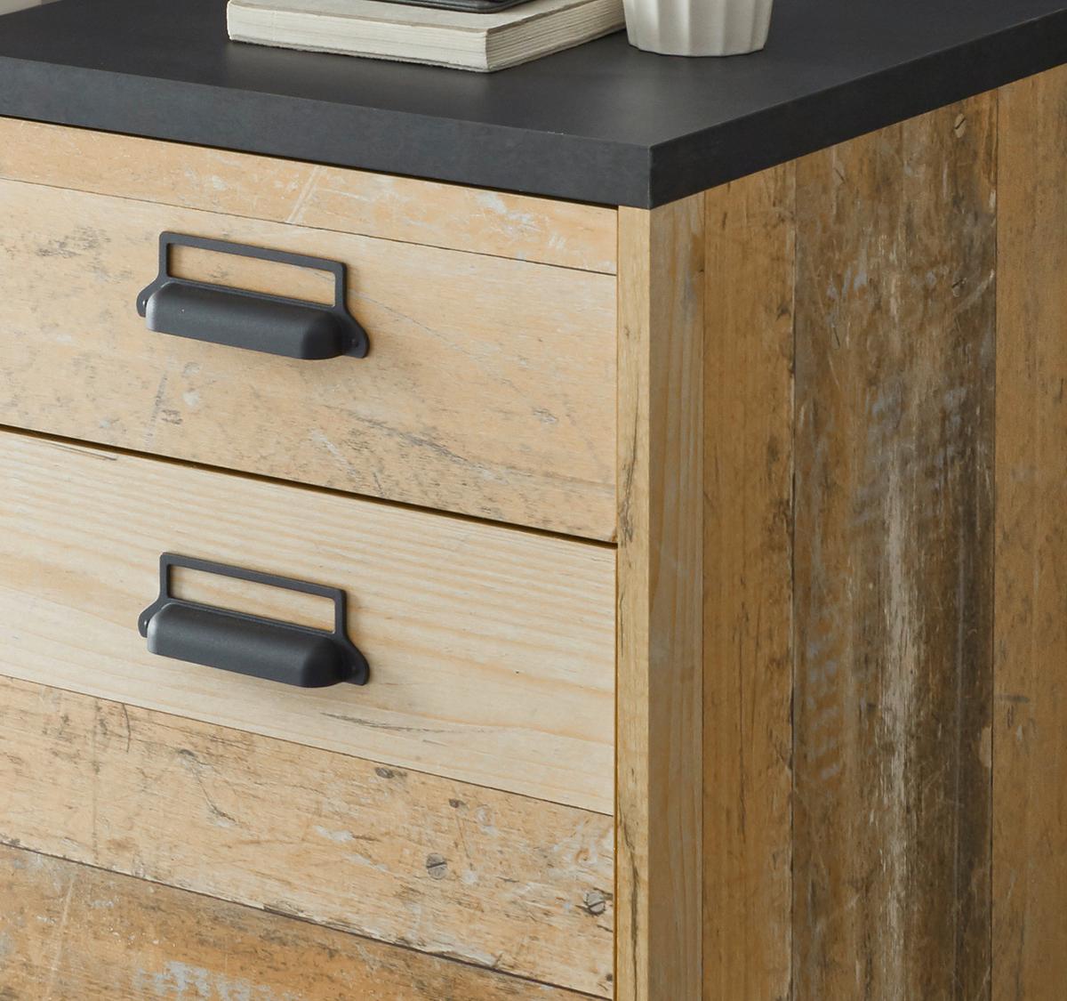 ROLLCONTAINER Used Wood, anthrazit, Schreibtisch Container 47 x 60 cm - Eichefarben/Anthrazit, Holzwerkstoff/Kunststoff (47/60/51cm) - Furn.Design