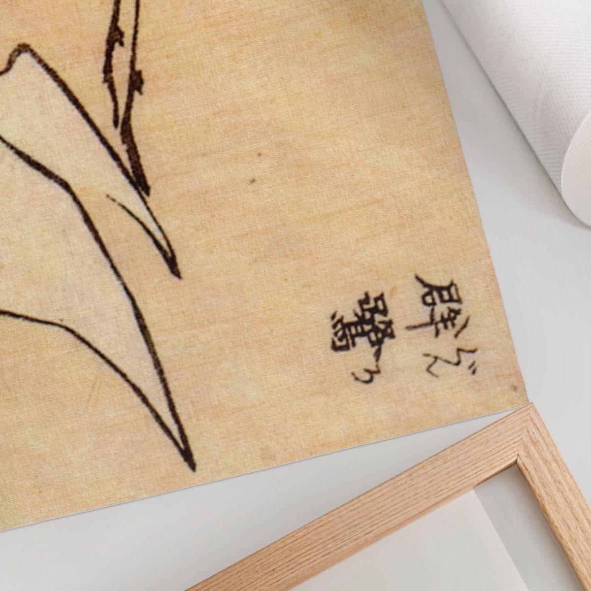 POSTER - 84x59 cm (A1) - Hokusai - Reiher - Beige, Textil (84/59.4/0.1cm) - TULUP