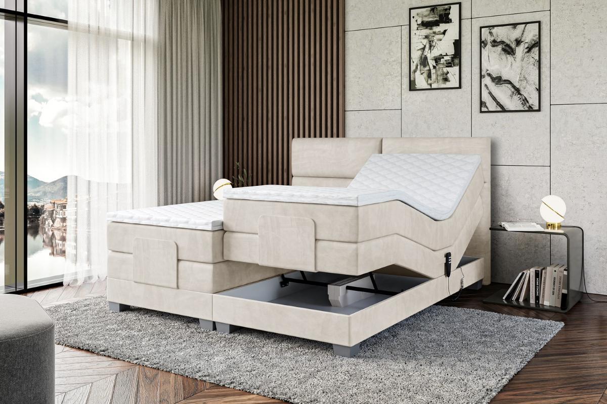 BOXSPRINGBETT elektrisch verstellbar mit 2 Matratzen H4/Taschenfederung MAYA EL 180 x 200 Creme - Creme, Holzwerkstoff (187/200cm) - ALTDECOR