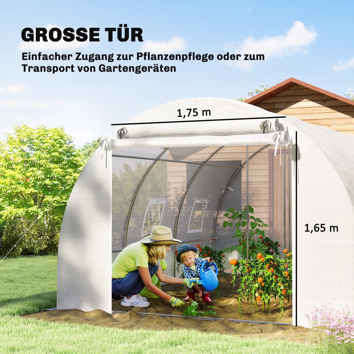 FOLIENGEWÄCHSHAUS PE Stahl Weiß - Weiß, Kunststoff (300/200/396cm) - Outsunny