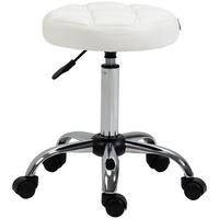 ROLLHOCKER Höhenverstellbarer Arbeitshocker, Drehbarer Salon Hocker für Büro - Weiß, Leder (35.5/67/35.5cm) - HOMCOM
