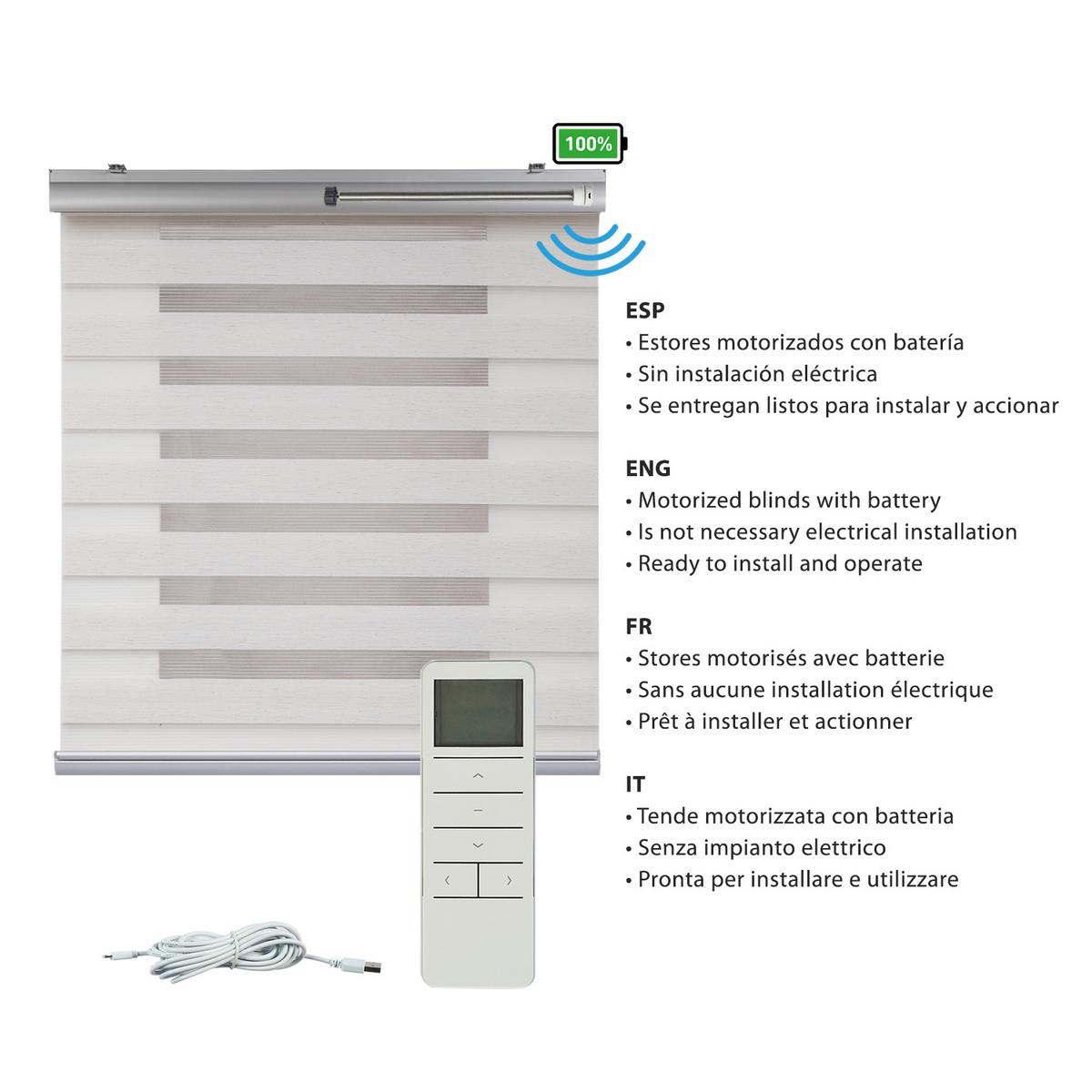 DOPPELROLLO Motorisiertes Leinen 100x250 cm - Beige, Kunststoff (100/250cm) - STORESDECO